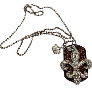 Fleur-de-Lis Kate Mesta Rhinestone Fashion Military Dog Tags